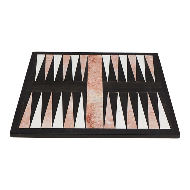 Large Pink Marble Inlay Backgammon Game Board For Sale