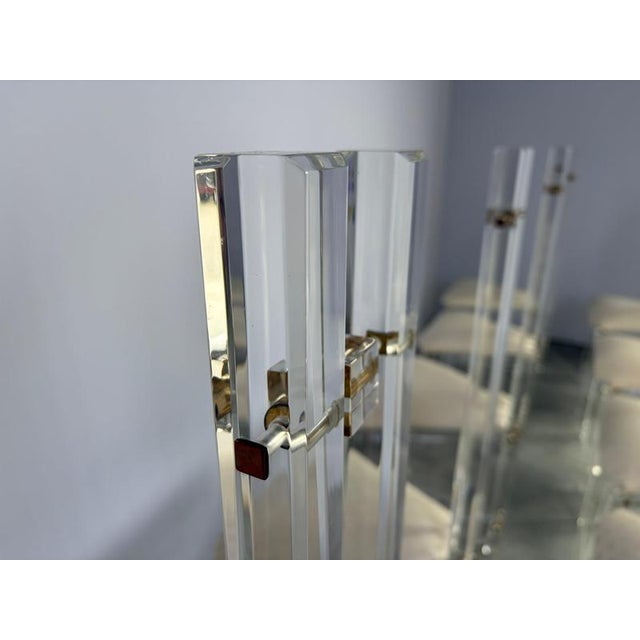 Vintage Brass and Acrylic Glass Dining Chairs, 1970s, Set of 10 For Sale - Image 4 of 18