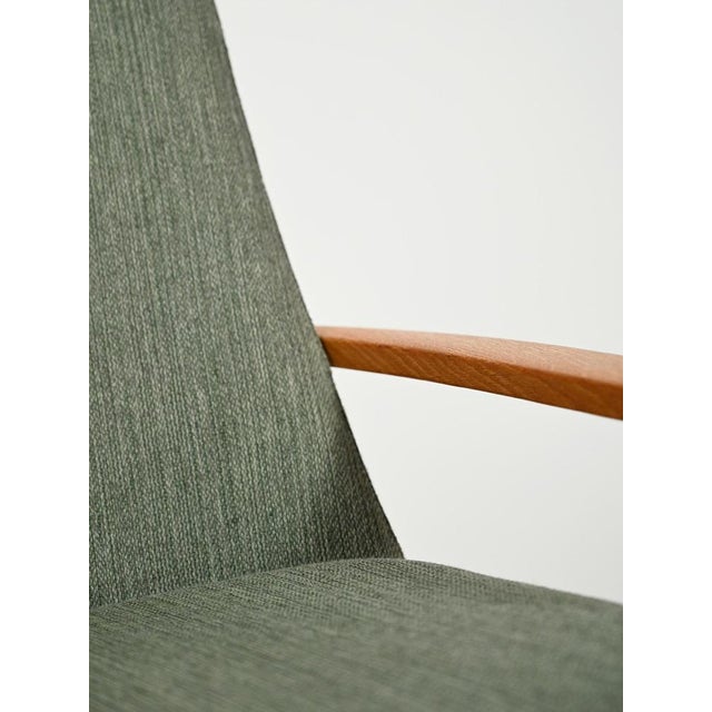 Scandinavian Armchair in Oak and Sage Green Wool, 1950s For Sale - Image 9 of 11