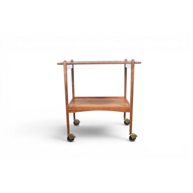 Mid-Century Modern Mid 20th Century Danish Modern Bar Cart in Walnut + Black Laminate For Sale - Image 3 of 6