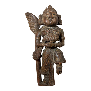 Antique 1700's India Polychromed Goddess Sculpture Figure Architectural Salvage