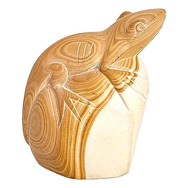 Vintage Hand Carved Soap Stone Lizard Figurine/Bookend/Paperweight For Sale