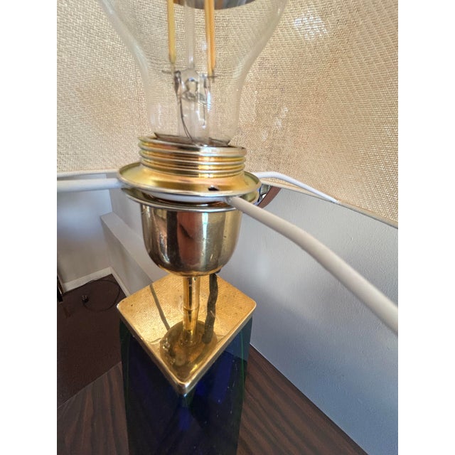 Blue Sommerso Murano Glass Table Lamp attributed to Alessandro Mandruzzato, Italy, 1960 For Sale - Image 8 of 15