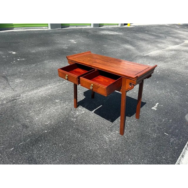 1970s 1970s Pagoda Altar Two Drawer Desk / Small Console For Sale - Image 5 of 5