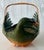 Chinese Vintage Chinese Green Folk Art Swan Hand-Woven Wicker Basket With Bamboo Handle For Sale - Image 3 of 13