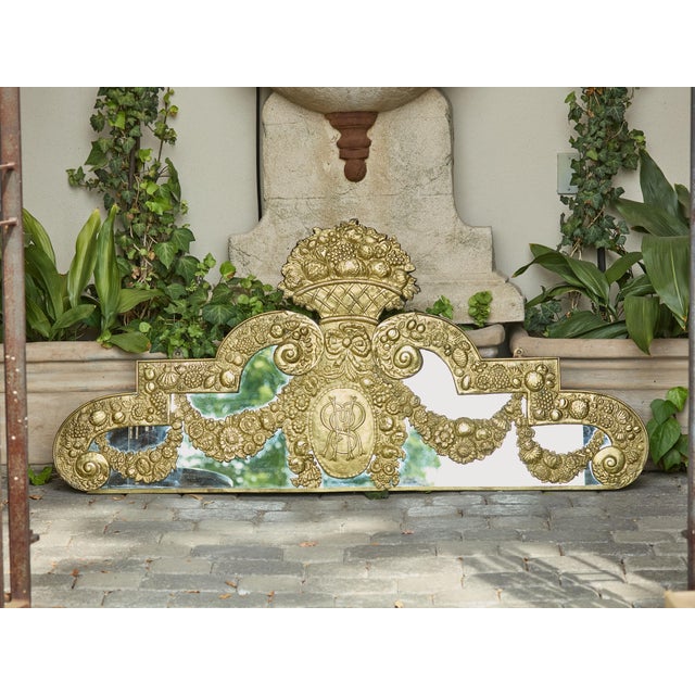 English 19th Century Brass and Mirror Architectural Element with Floral Decor For Sale In Atlanta - Image 6 of 12