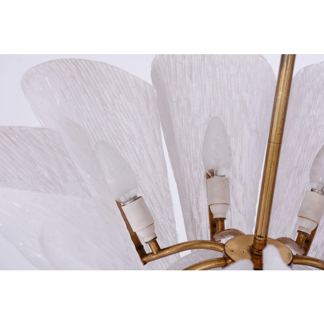 Gold Mid-Century Brass and Glass Pendant attributed to J. T. Kalmar, Austria, 1950s For Sale - Image 8 of 10