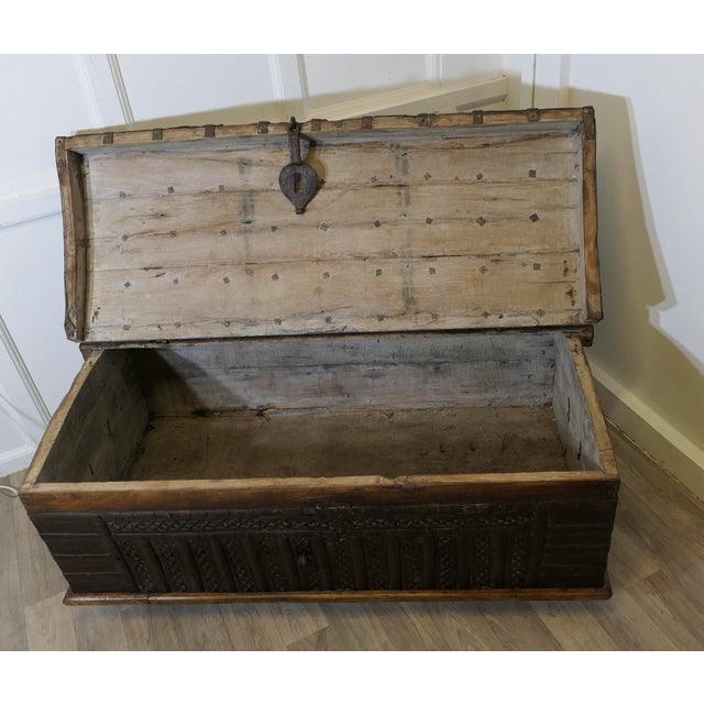 Spanish Decorative Metal Dome Top Trunk For Sale - Image 4 of 8