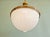 Large Art Deco Pendant Light in Milky White Glass and Openwork Brass, 1920s For Sale - Image 6 of 16