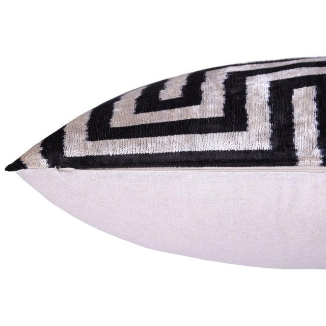 2020s Black & White Geometric Velvet Throw Pillow | 16x24 Handmade Luxury Decor For Sale - Image 5 of 8