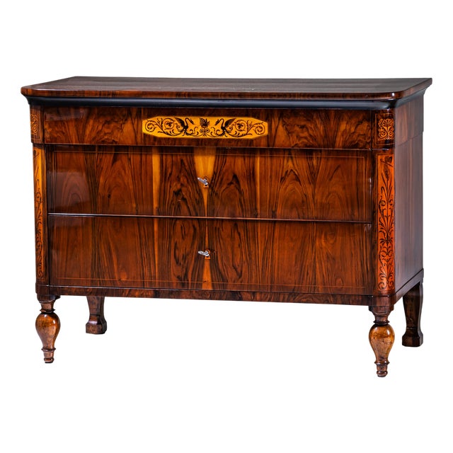 Biedermeier Marquetry Chest of Drawers, Italy, 19th Century For Sale
