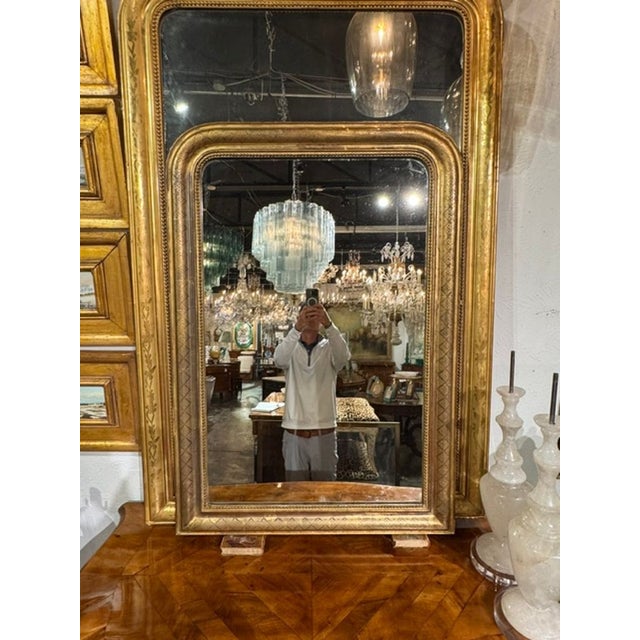 Traditional 19th C. French Louis Philippe Mirror With X Pattern Frame For Sale - Image 3 of 10