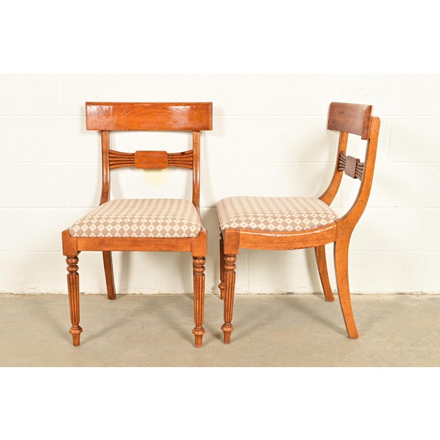 Baker Furniture English Regency Carved Maple Dining Chairs, Set of Four For Sale - Image 11 of 14