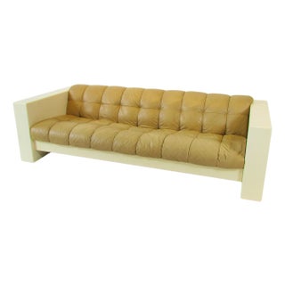 Late 20th Century Jules Heumann for Metropolitan Furniture Leather Sofa in Fiberglass Frame For Sale