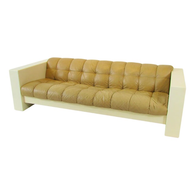 Late 20th Century Jules Heumann for Metropolitan Furniture Leather Sofa in Fiberglass Frame For Sale