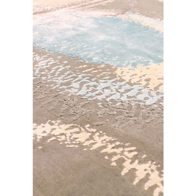 Modern Pasargad Home Modern Ivory Silk & Wool Area Rug- 9' 2'' X 12' 2'' For Sale - Image 3 of 7