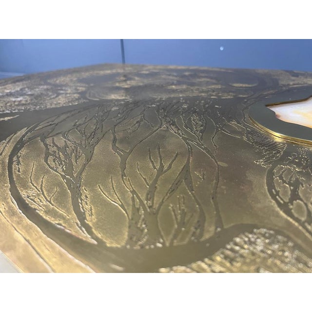 Etched Brass and Agate Coffee Table from Felix De Boussy, Belgium, 1980s For Sale - Image 10 of 15