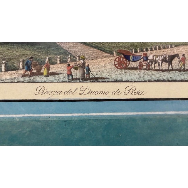 Blue !9th Century Antique Italian Engravings in Gilt Wood Frames and Pretty Blue Mats For Sale - Image 8 of 14