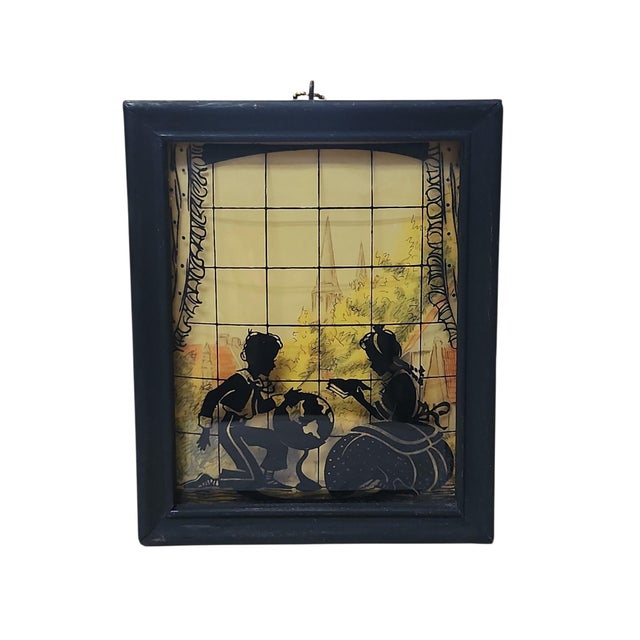 1930s Quintet of Reverse Painted Glass Silhouettes For Sale In Atlanta - Image 6 of 11
