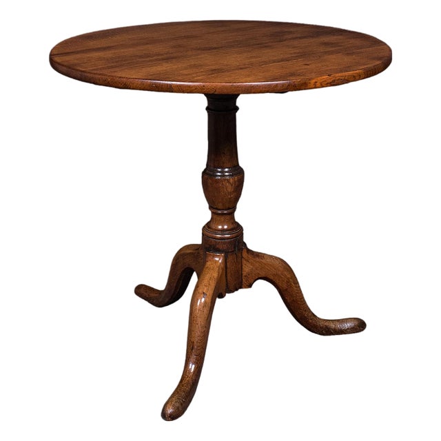 Antique Tripod Table, English, Oak, Beech, Tilt Top, Occasional, Side, Georgian For Sale