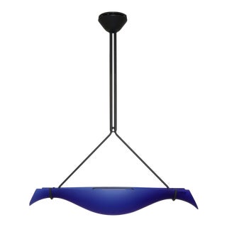 1990s Modern Carlo Nason Murano Pendant Lamp Blue Glass For Sale