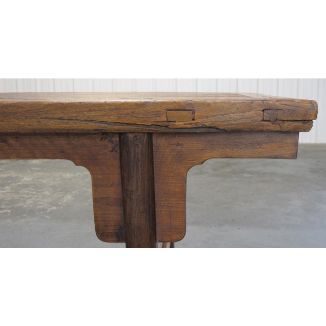Late 19th Century 83" Long Elm Console Table For Sale - Image 5 of 8