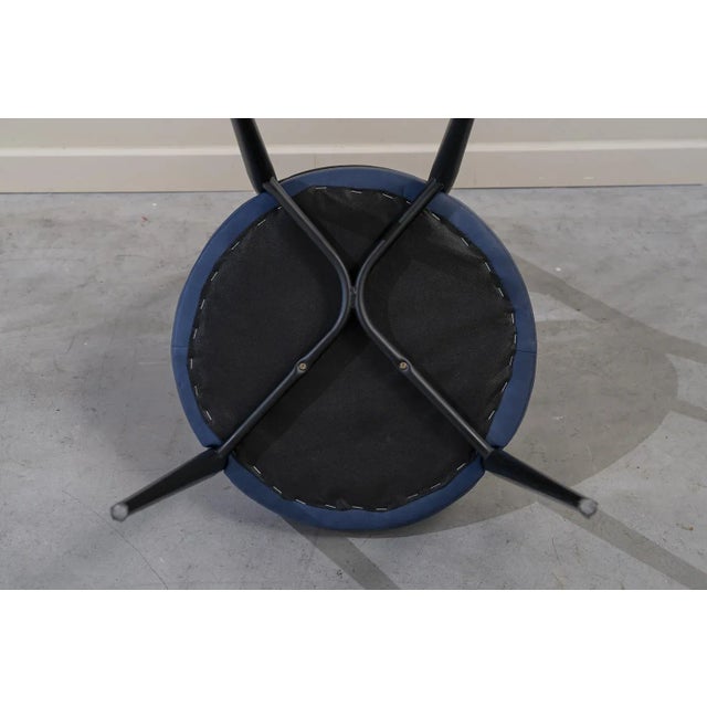 Italian Chairs in Blue Leather, 1960s, Set of 4 For Sale - Image 9 of 10