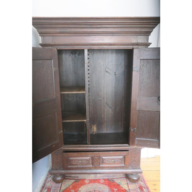 Wood Antique Carved Oak Farmhouse Wardrobe, 1780 For Sale - Image 7 of 18