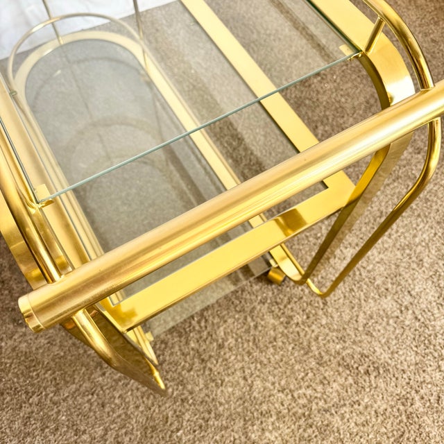 Gold Hollywood Regency Gold 3 Tier Bar Cart on Casters For Sale - Image 8 of 12