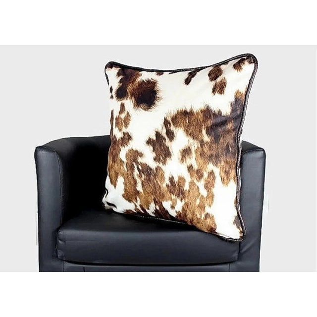 Kravet Cowhide Double Sided Velvet Pillow With Piping For Sale - Image 11 of 12