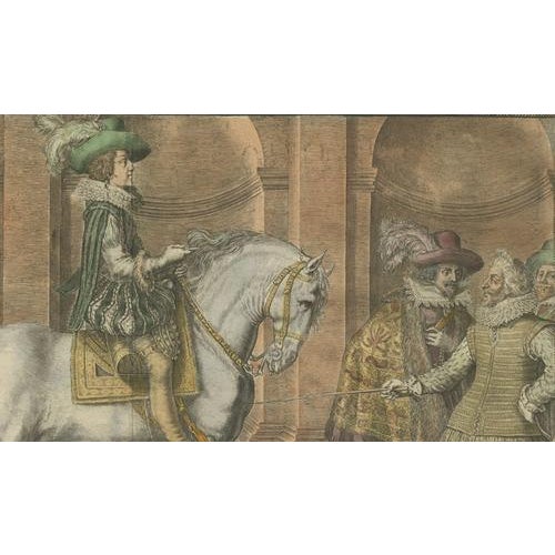 French School Artist, Equestrian Court, 1623, Engraving, Set of 2 For Sale - Image 8 of 10