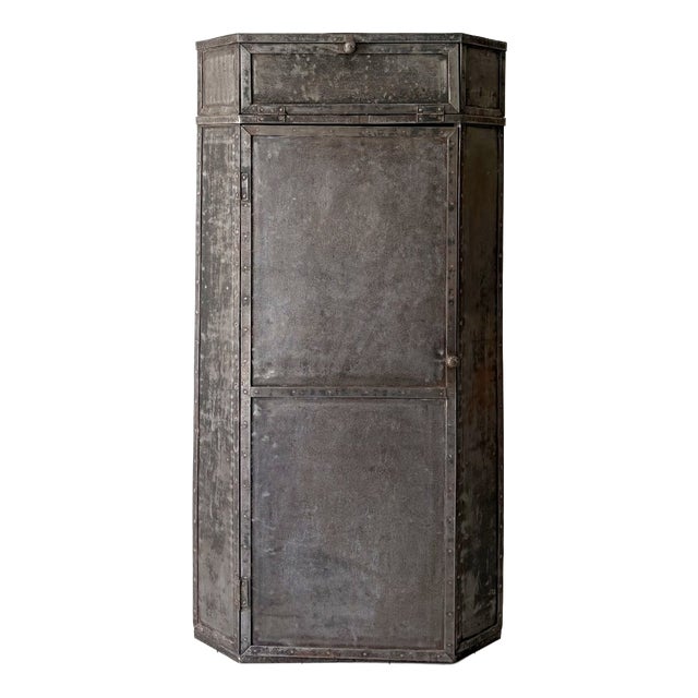 Vintage Industrial Steel Corner Cabinet, 1940s For Sale