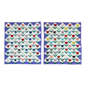 Vintage Tulip Motif Quilts, a Pair