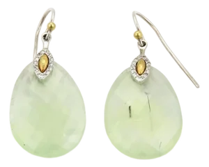 Gurhan Nokta Discus Green Quartz Diamonds Sterling & 24k Gold Accent Earrings