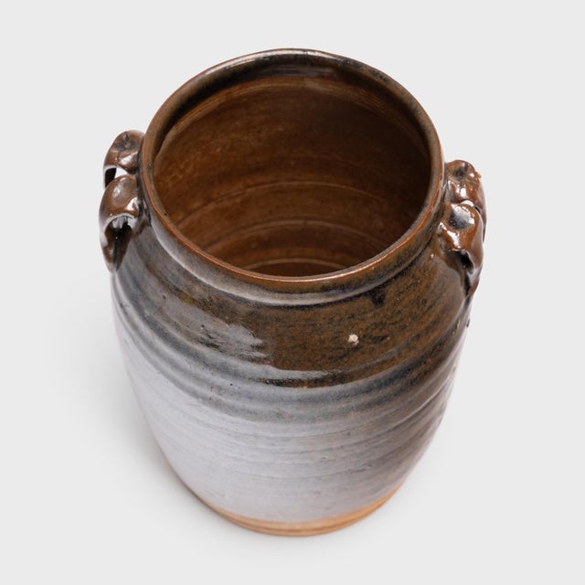 Rustic Vintage Chinese Brown Glazed Kitchen Jar For Sale - Image 3 of 4