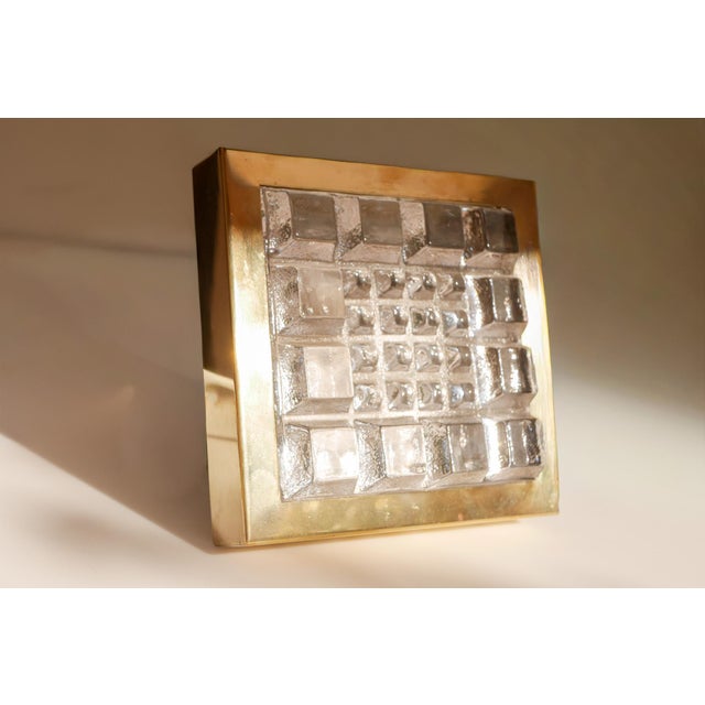 Swedish Brutalist Glass and Brass Wall Lamps from Falkenbergs Belysning, Set of 2 For Sale - Image 15 of 18