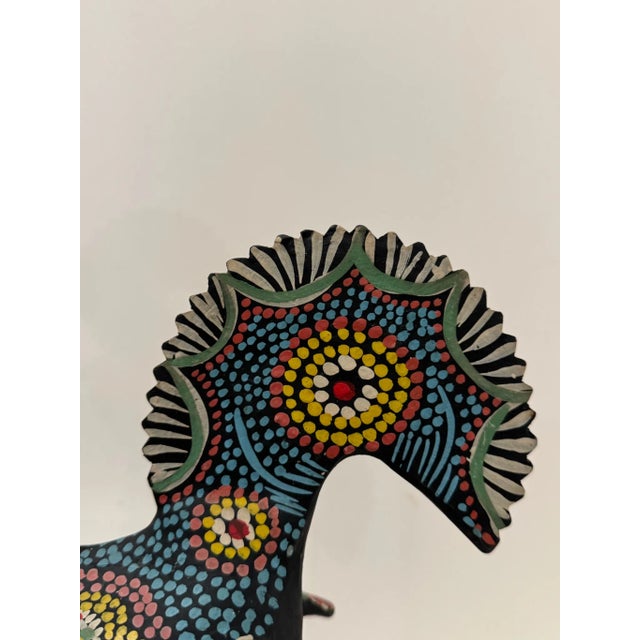 Rustic Vintage Portuguese Hand-Painted Ceramic Rooster of Barcelos Folk Art Sculpture – 14.5” Tall For Sale - Image 3 of 11