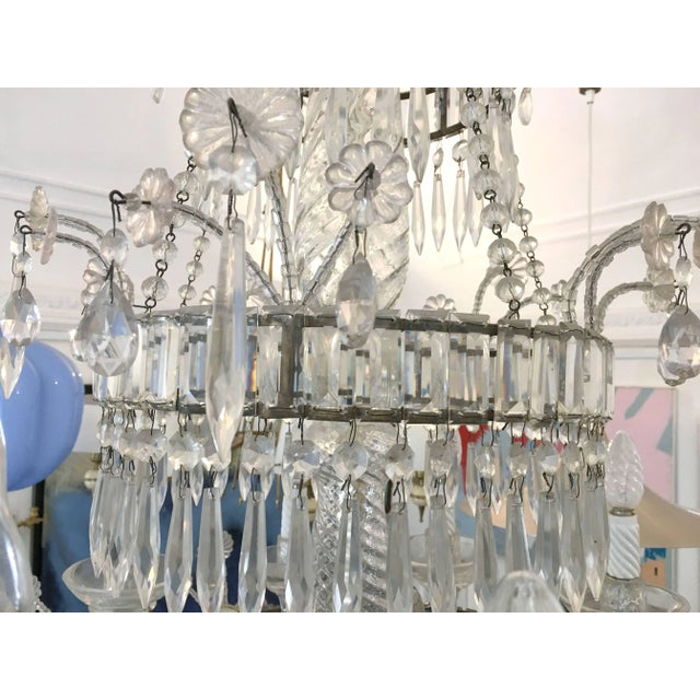 Glass 12-Light Crystal Crystal Chandelier, 1950s For Sale - Image 7 of 11