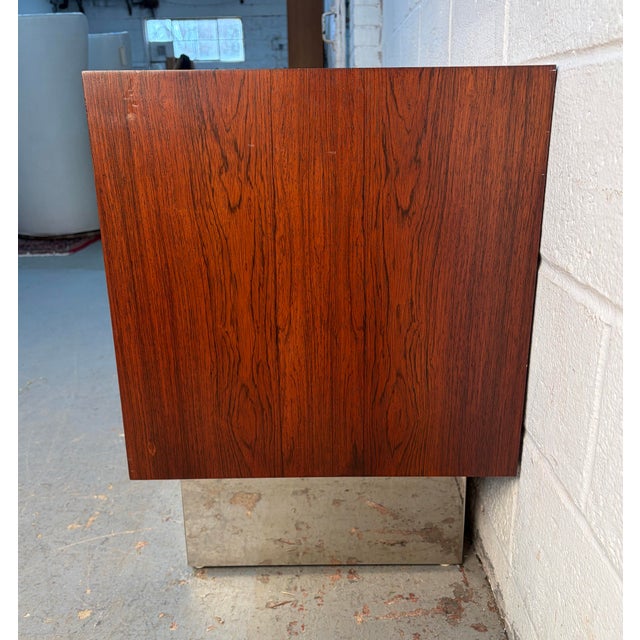 Vintage Danish Rosewood and Chrome Buffet For Sale In New York - Image 6 of 7