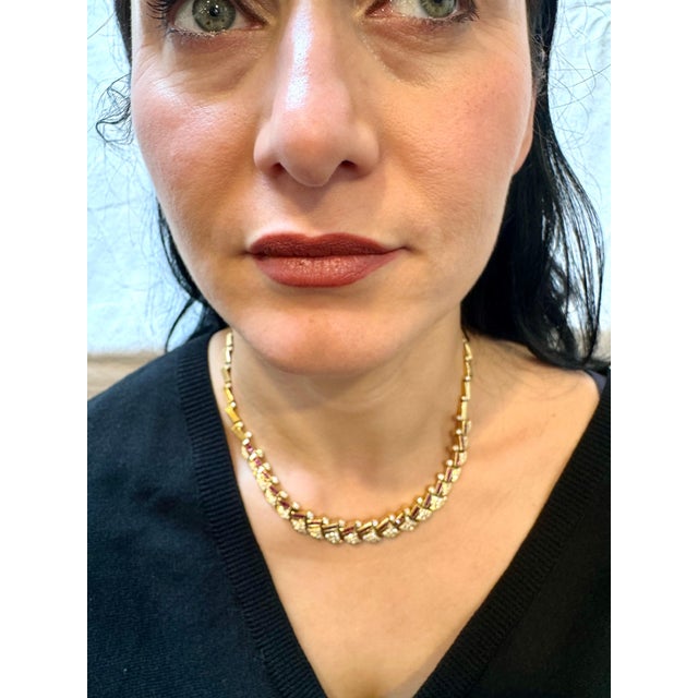 Natural 3 Ct Ruby & 4 Ct Diamond Necklace 18 Karat Yellow Gold 75 Grams, 18 Inc For Sale - Image 9 of 18