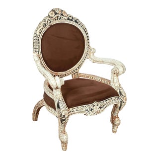 Anglo-Indian Bone-Inlaid Throne Armchair, India For Sale