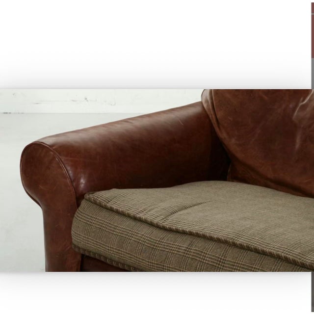 Ralph Lauren Leather and Plaid Sofa For Sale In Columbus - Image 6 of 11