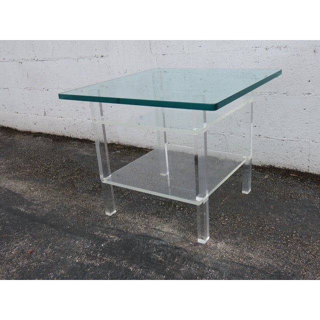 Hollywood Regency Lucite Glass Top Side End Table 6382 For Sale In Miami - Image 6 of 15
