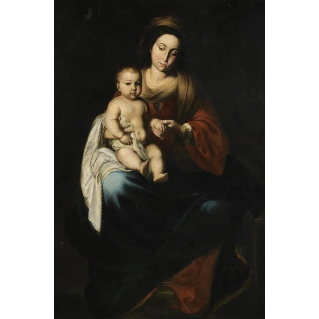 Circle of Esteban Murillo, The Virgin and Child, Oil on Canvas For Sale - Image 6 of 7