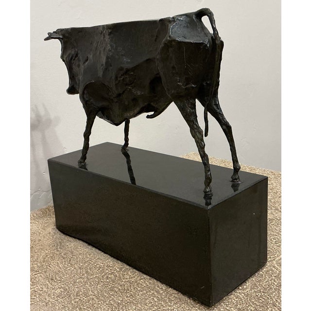 Abstract Elie Nadelman, 1882-1946, "Standing Bull" Bronze Sculpture For Sale - Image 3 of 5