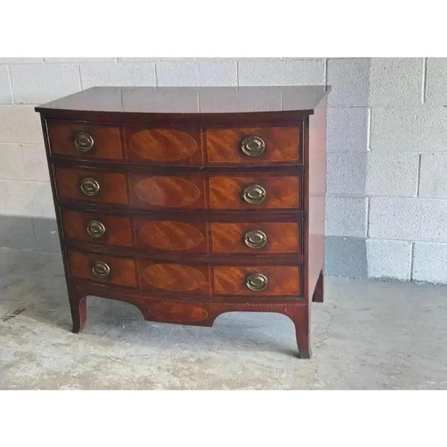 Baker Furniture Company Baker Historic Charleston Bow Front Mahogany 4 Drawer Chest For Sale - Image 4 of 9