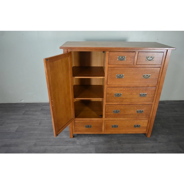 Mission Crafters and Weavers Mission Style Solid Oak Chest of Drawers - Michael's Cherry For Sale - Image 3 of 7