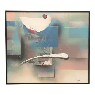 Vintage 1980s Postmodern Abstract Print Signed For Sale