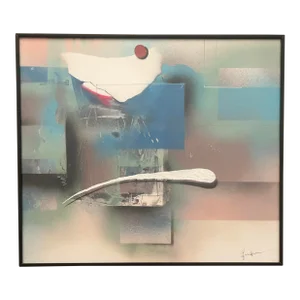 Vintage 1980s Postmodern Abstract Print Signed