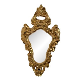 Italian Hollywood Regency Rococo Gilt Ceramic Wall Mirror Frame For Sale